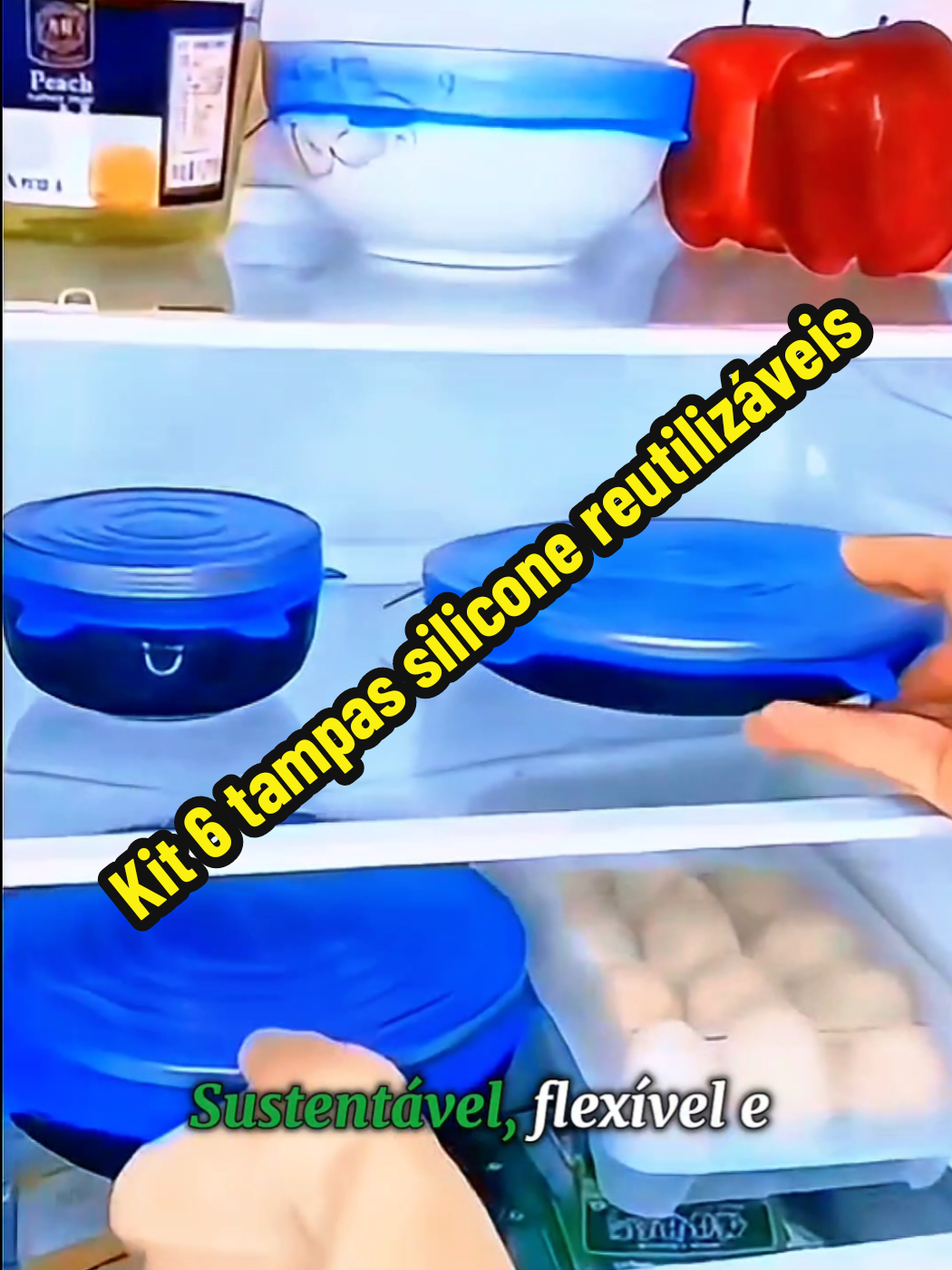 Kit 6 tampas silicone reutilizáveis #tampadesilicone #tampadesiliconereutilizavel #tiktokchegou #TikTokShop #AchadinhosTikTok 