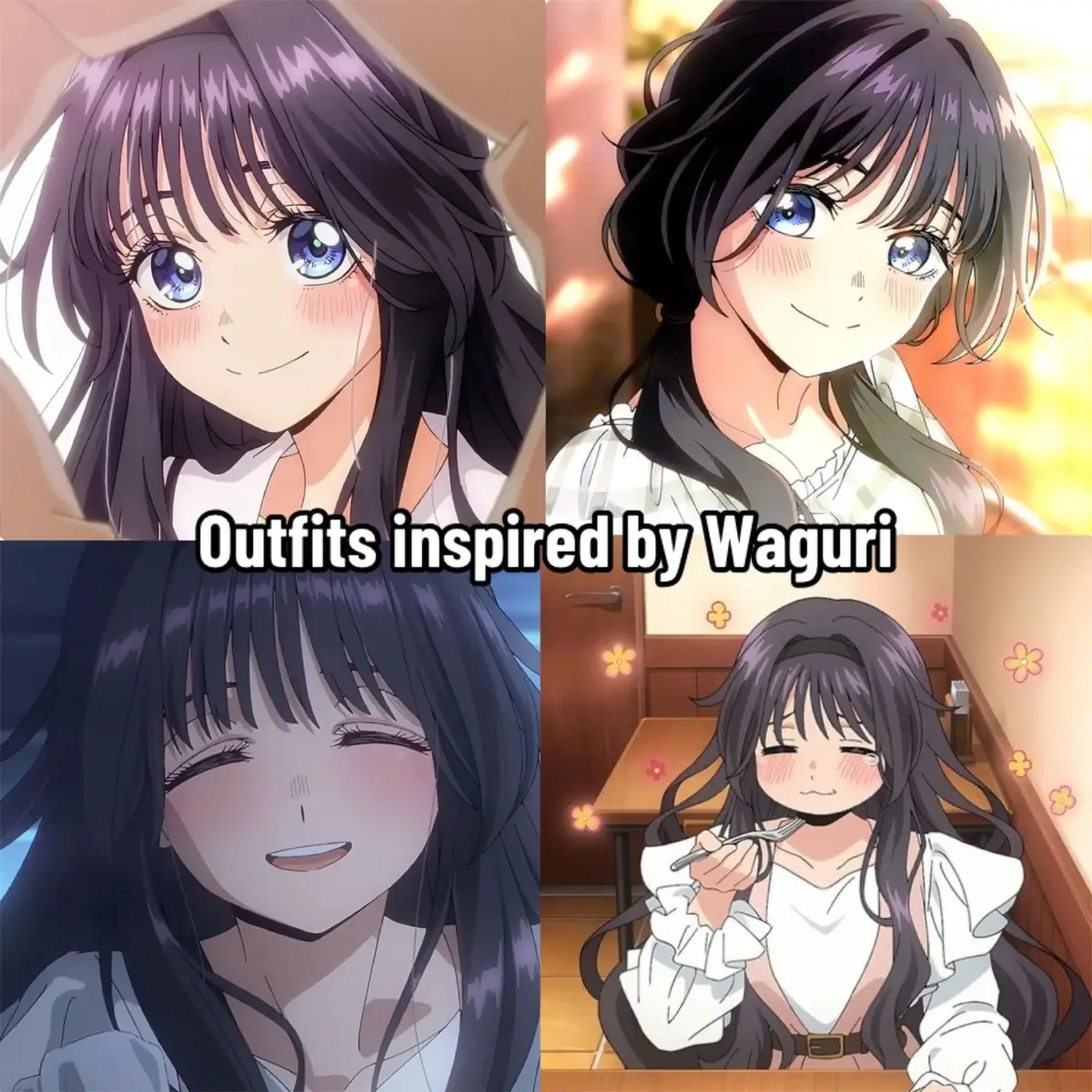 Outfits inspired by Waguri🍰 #shoujo #shoujoanime #shoujogirl #shoujofashion #shoujoromance #clothes #ropa #outfit #waguri #wagurikaoruko 