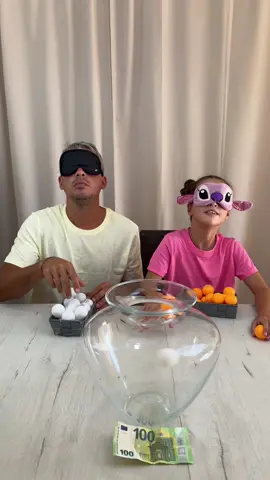 BLINDFOLDED CHALLENGE: Who’s got better aim? 🏓🔥 We each had 10 chances to throw our colored ping pong balls into the bowl… blindfolded! 😅 💰 A €100 prize is on the line — who do you think won? 👇 Comment below: Team Yellow 🟠 or Team White ⚪?  #c#challengeb#blindfoldchallengef#funnygamesf#familychallengep#pingpongchallenget#tiktokchallenge1#100eurochallengew#whoisbetterf#funnyvideov#viralvideof#foryouf#fypt#teamyellowt#teamwhitegametime