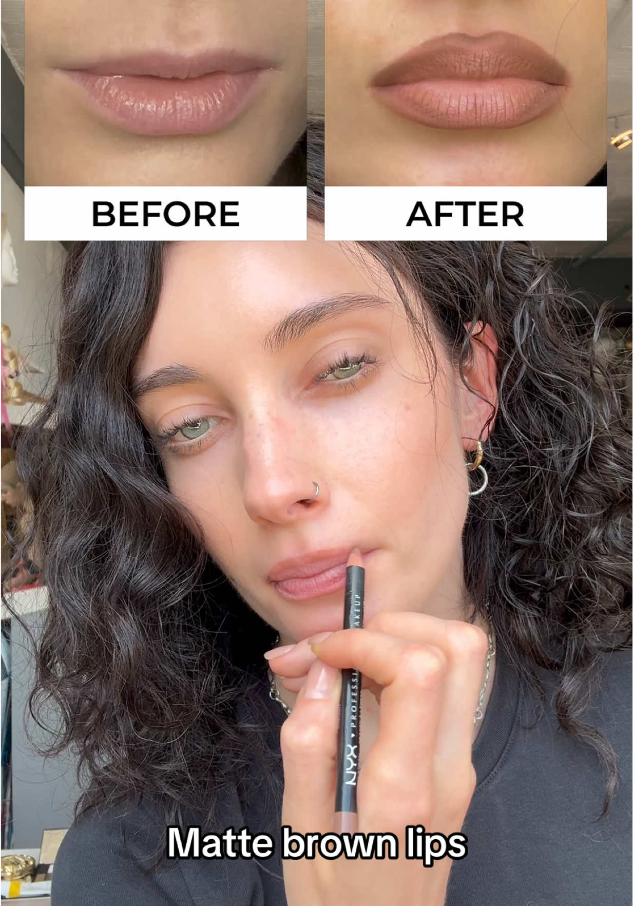 Matte brown lips 🤎 Do you like it?? #americangirls #americanmakeup #makeupusa #makeuptut #easymakeup #makeup #beauty #grwm #grwmmakeup #datemakeup #lipmakeup 