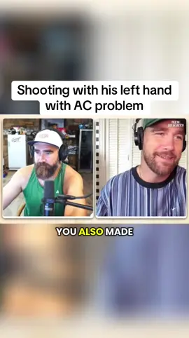 AC is a problem when you have a loose arm @New Heights @NewHeights POD #newheights #newheightspodcast #newheightshow #fyp  •Travis Kelce likes to shoot with his left hand because that’s the best way to shoot a basketball. •Jason loves to say things that end turning right and sufficiently making it true. •AC is a con because when you have poor AC it could end up as a problem.