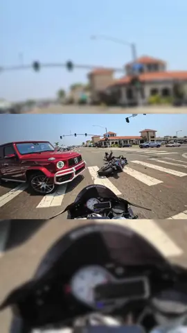 Gotta check crosswalks for G Wagons. The bike is mostly fine. My ankle is pretty banged up.  #motorcycle #biketok #crash #bmw #gwagon 