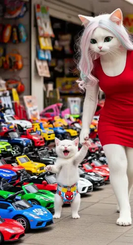 #aicat  💙🐾 Cute Cat Story: It's All About Getting the Blue Toy Car 🚗😻 #catvideos #animation #kitten #kitty 