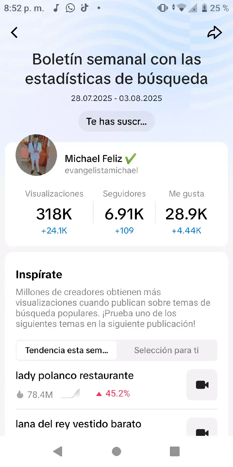 #creatorsearchinsights  gracias a Dios por el logro que se está haciendo vamos por más espero tu comentario y tu apoyo comparte para que le llegue a más personas#creatorcontentinsight 
