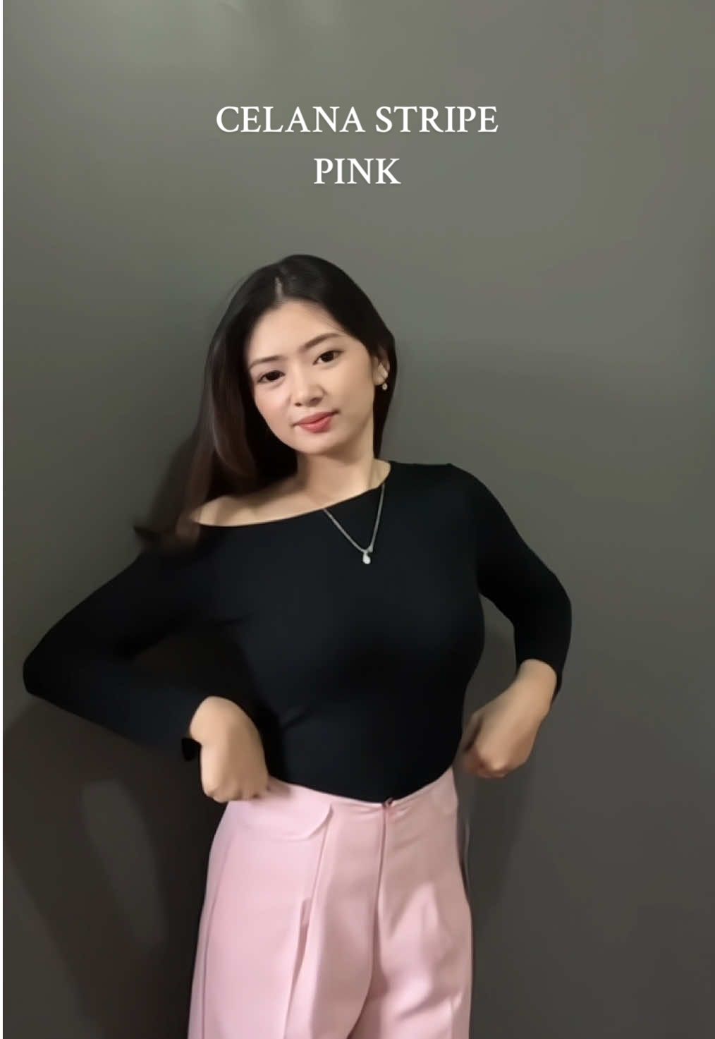 lucu kan??? celana stripe pink ,samaan yukk💗 #celanastripe #celanakulot #celanawanita #citypants #widelegpants #outfitideas 