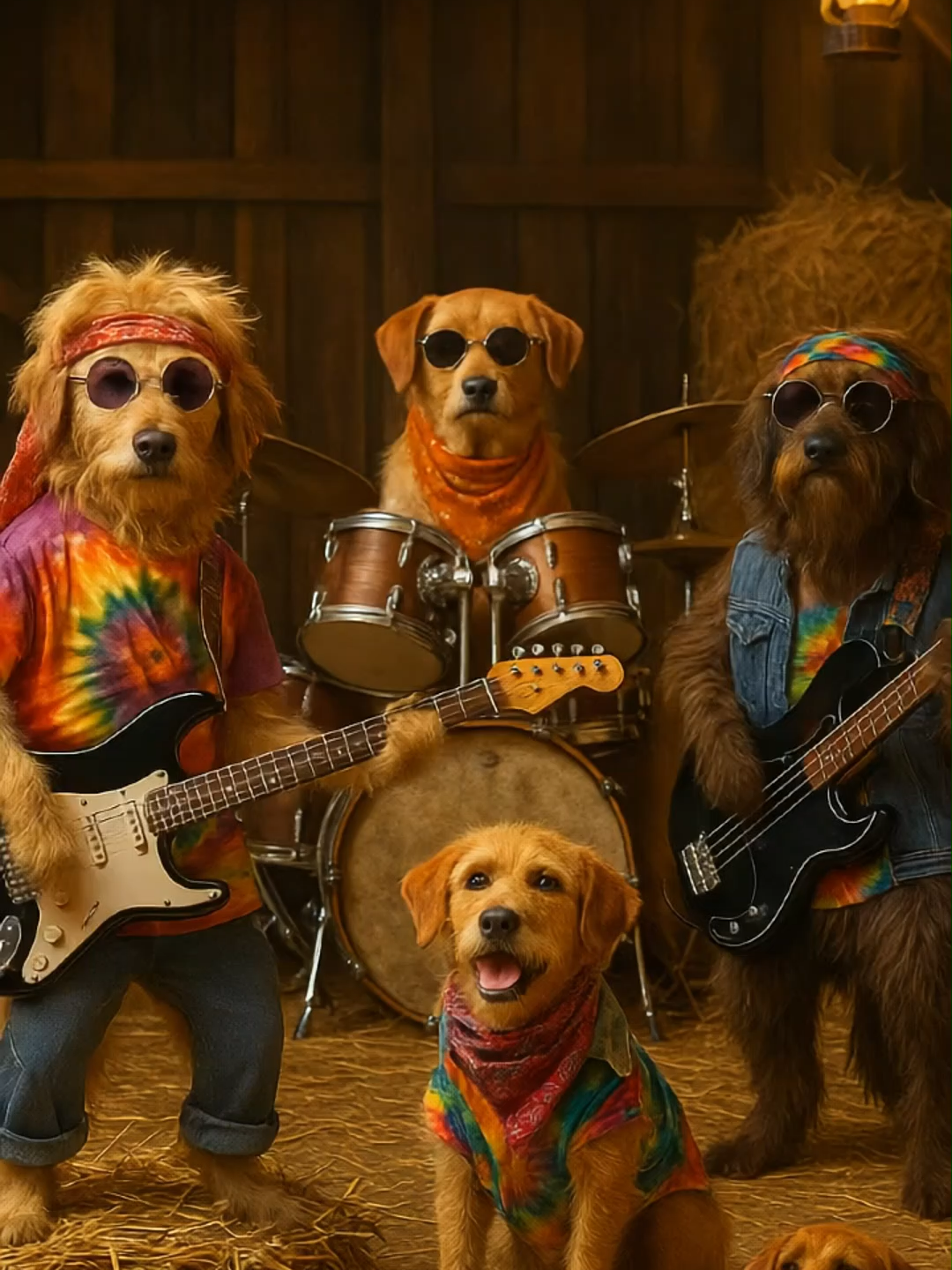 “Banda Hippie de Cães Vira-Latas Destroem no Rock!” Banda de cães hippies tocando rock no celeiro? 🤯🐶   É real, é viral e é de arrepiar!   🌈🔥 Curta, compartilhe e marque aquele amigo que ama pets e música!   #RockcomIA #DogBand  #CachorrosHippies #RockAnimal #ViralTikTok #TikTokBrasil #videoviral #Viral #IArealista #FunnyAI
