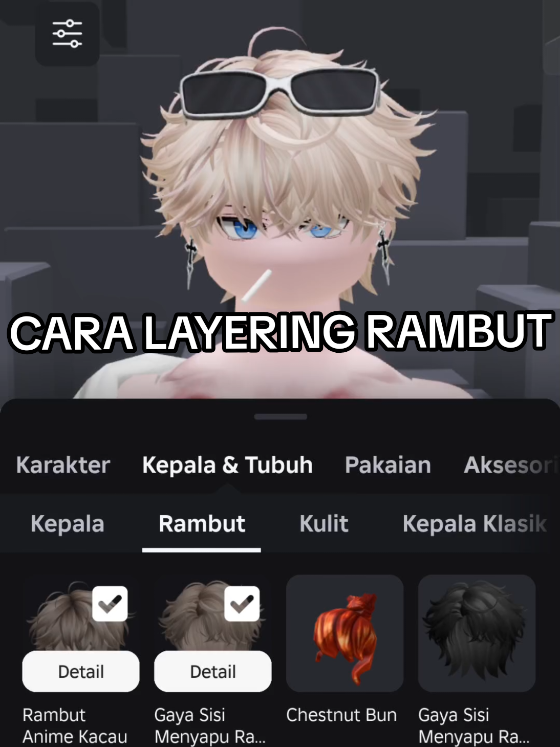 Nih cara double rambut biar lebih keliatan kece. Klo kalian masih bingung tinggal tanya di kolom komentar ya jgn lupa spill hasil punya kalian #l4l #fyp #roblox #tutorial 