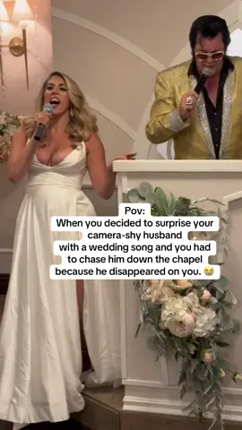 Surprising my shy husband with his favorite Elvis song at our Vegas wedding ended up Elvis enjoyed it more 😭 #canthelpfallinginlove #elvis #wedding #elvispresley 