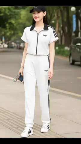 Sét bộ chất đũi gió nhăn mỏng nhẹ cổ bẻ khoá kéo chạy sọc phong cách thể thao năng động trẻ trung #setdonu #thoitrangnu #xuhuong 