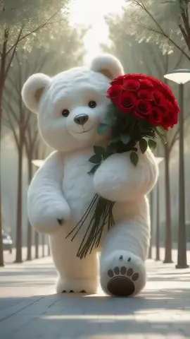 Bear brings you rose🌹 #bear #rose #reels #tiktok #youtube #whitebear #instagram #cute 