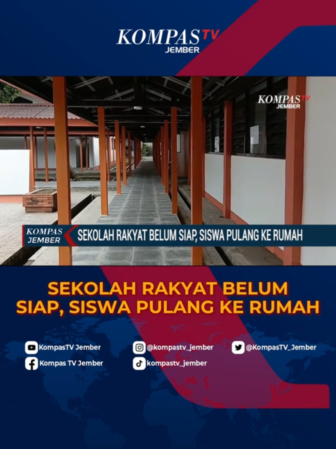 📍JEMBER – Siswa Sekolah Rakyat Dipulangkan, Gedung Belum Siap! Puluhan siswa Sekolah Rakyat Terintegrasi Jember harus kembali ke rumah usai MPLS karena sarana prasarana sekolah masih direnovasi. Meski gedung sudah 95% siap, proses belajar mengajar baru dimulai 5 Agustus. Seperti apa suasananya? Simak selengkapnya! #SekolahRakyat #Jember #BeritaJember #PendidikanJember #SekolahBaru #MPLS #RenovasiSekolah #KompasTVJember #BeritaTerkini #AnakSekolah #JemberUpdate #SaranaPrasaranaSekolah