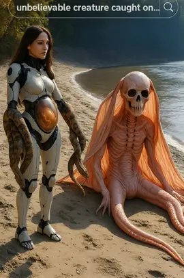 Strange creature caught by the beach side with scary robot. What do you think this is? #strange #strangerthings #strangerthingsedit #oddities #weird #seaart