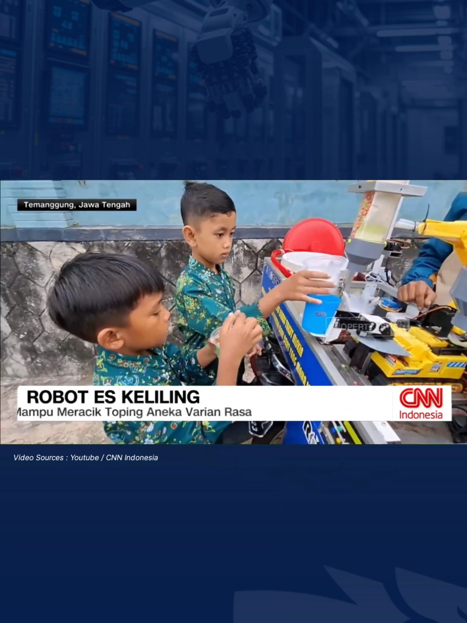 🎉 Keren! Pedagang Es Keliling di Temanggung Pakai Robot untuk Layani Pembeli 🤖🍧 Anang, seorang pedagang es asal Temanggung, Jawa Tengah, bikin heboh warga karena menggunakan Robot buatan sendiri untuk melayani pembeli. Robotnya dibuat dari mainan mekanik milik sang anak! Bukan cuma bikin penasaran, Anang juga punya misi mulia: mengenalkan teknologi dan robotika kepada anak-anak sekolah yang jadi pelanggannya. Salut buat Pak Anang! Bukti kalau teknologi bisa hadir dari mana saja 💡✨ Semoga  Pemerintah Kabupaten Temanggung dapat memberikan dukungan dan ruang lebih luas bagi masyarakat yang ingin mengembangkan teknologi sederhana, khususnya dalam bidang edukasi dan kewirausahaan. Dan semoga Kabupaten Temanggung bisa menjadi salah satu daerah pelopor gerakan literasi teknologi dari bawah. ✨️ #prsimedia #persatuanrobotikaseluruhindonesia #prsi #RobotikaAnakBangsa #indonesiamaju 