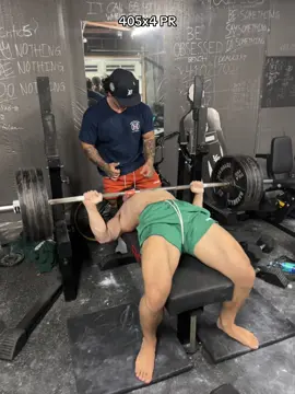 405x4 PR with elbow wraps, wrist wraps, a bench suit, a slingshot, all hidden under my huge long sleeve shirt, tren and deadlift slippers 