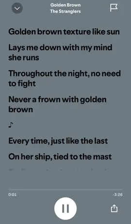 Golden Brown-The Strangers  #fyp #spotify #songs #music #foryoupage #fypシ #viralvideo #viral #lyrics #spotifylyrics #parati