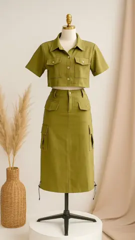 Tampil modis dan nyaman dengan setelan rok cargo + crop top Molly. Pas banget buat gaya santai ala Korea! #OOTDKorea #SetelanCewek #RokCargo #KoreanStyle #FashionMurah #CropTopCantik 