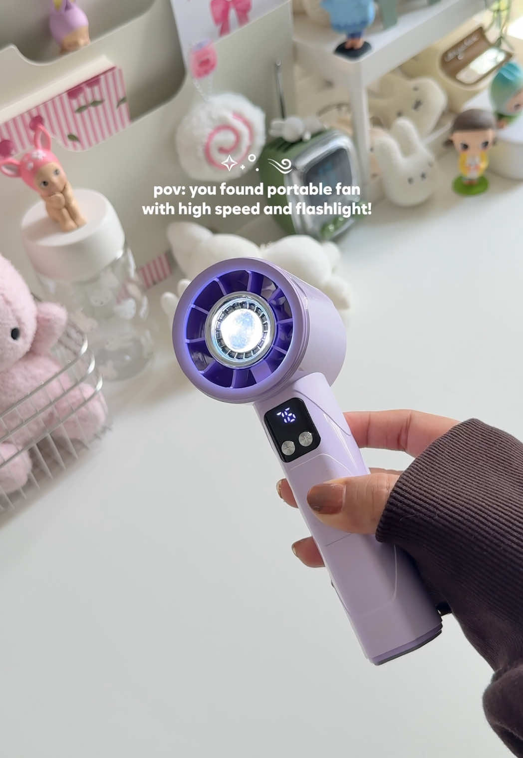 Pov: you found portable fan with high speed and flashlight!💜✨ #portablefan #flashlight #minifan #goojodoq #goojodoqfan 