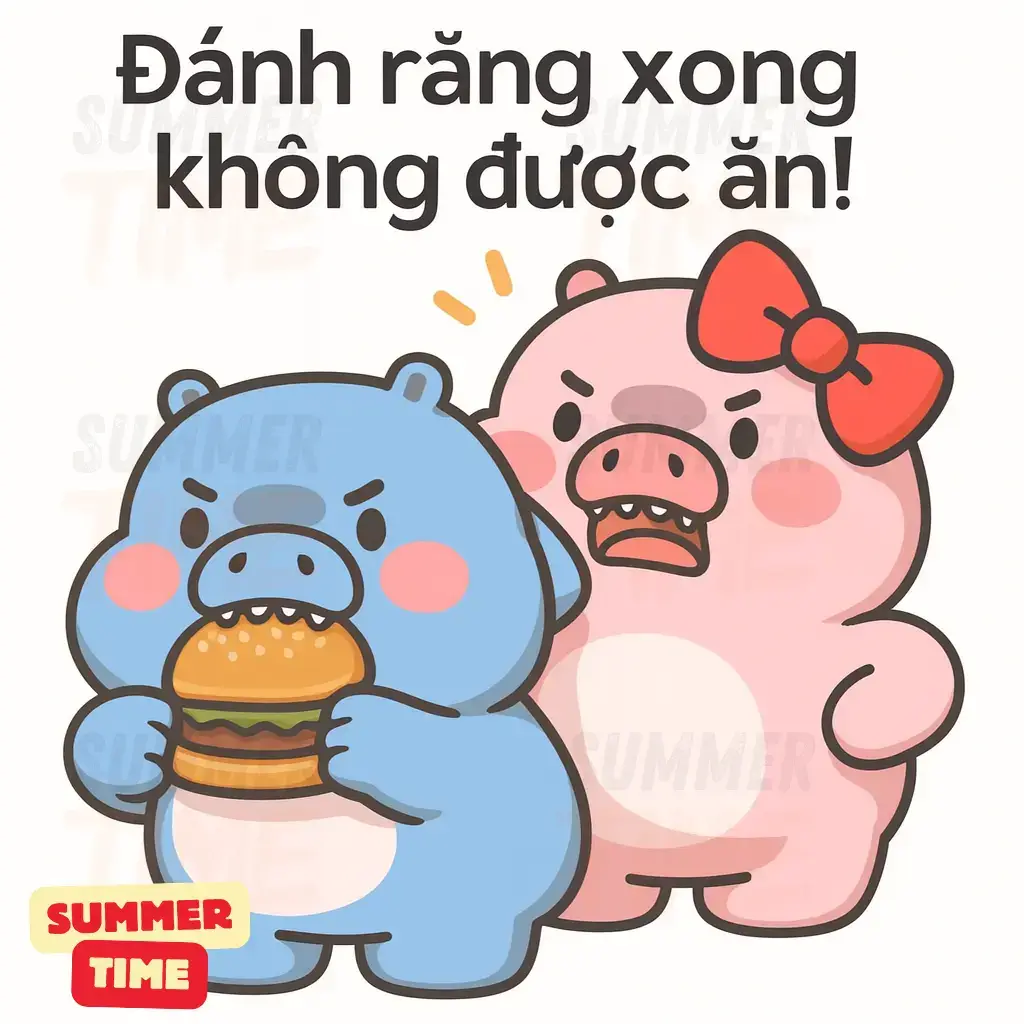 Nhưng đánh răng xong tui cũng hay thèm ăn lắm 😗😗😗 #couple #Love #cute #mes #chat #stickers #avatar 