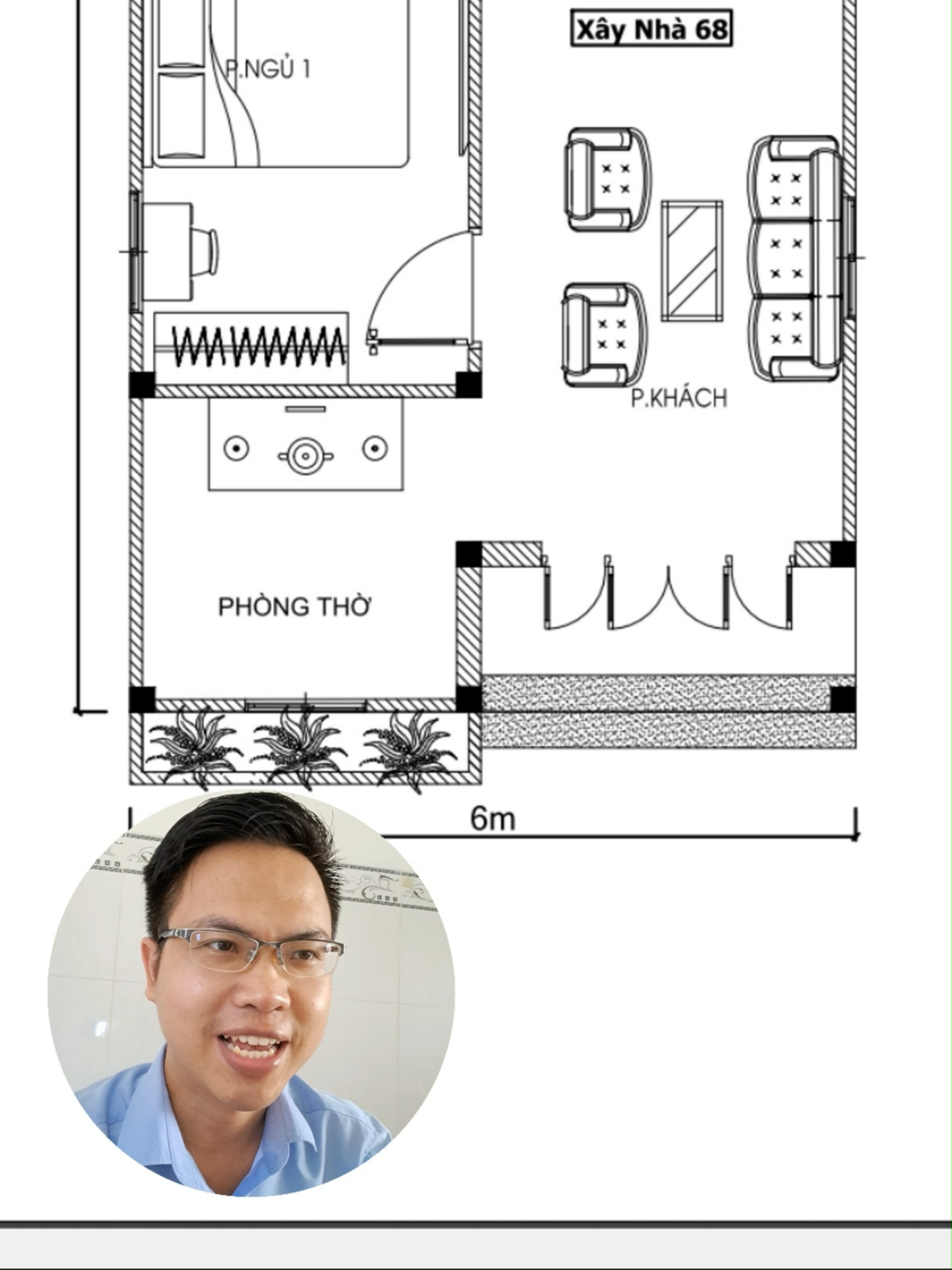 Nhà cấp 4 kích thước 6m x 15m