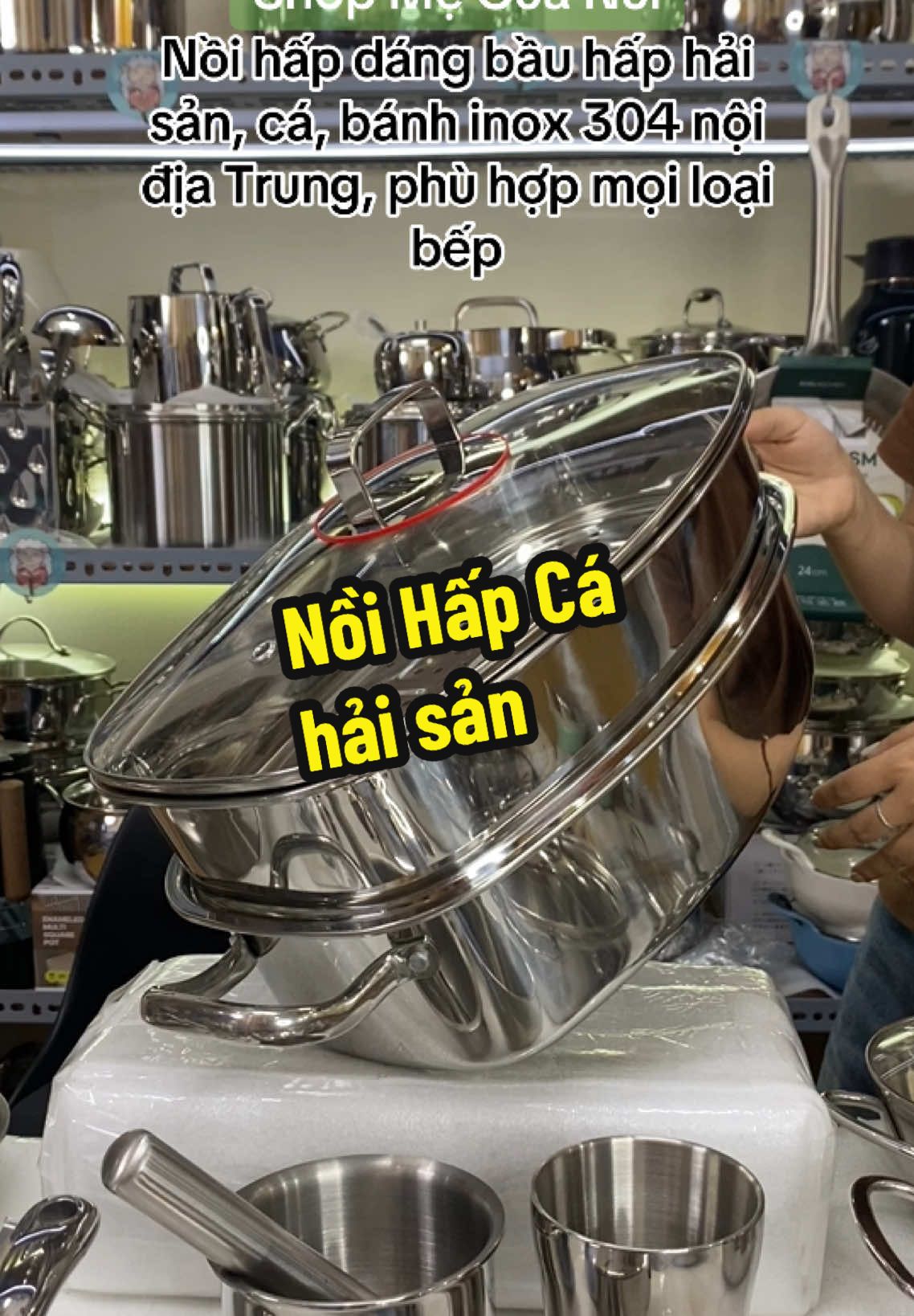 Nồi hấp dáng bầu hấp hải sản, cá, bánh inox 304 nội địa Trung, phù hợp mọi loại bếp #shopmecuanui #shopmecuanui1 #noihap #xunghap #noihapca 