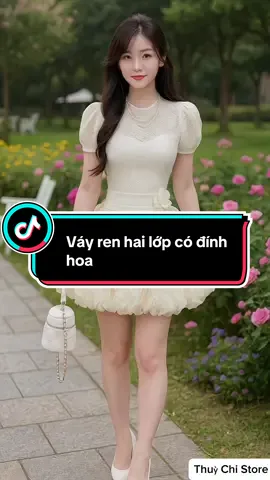 Váy ren hai lớp đính hoa. #vayxinh #thoitrangnu #xuhuong #viral #thinhhanh 