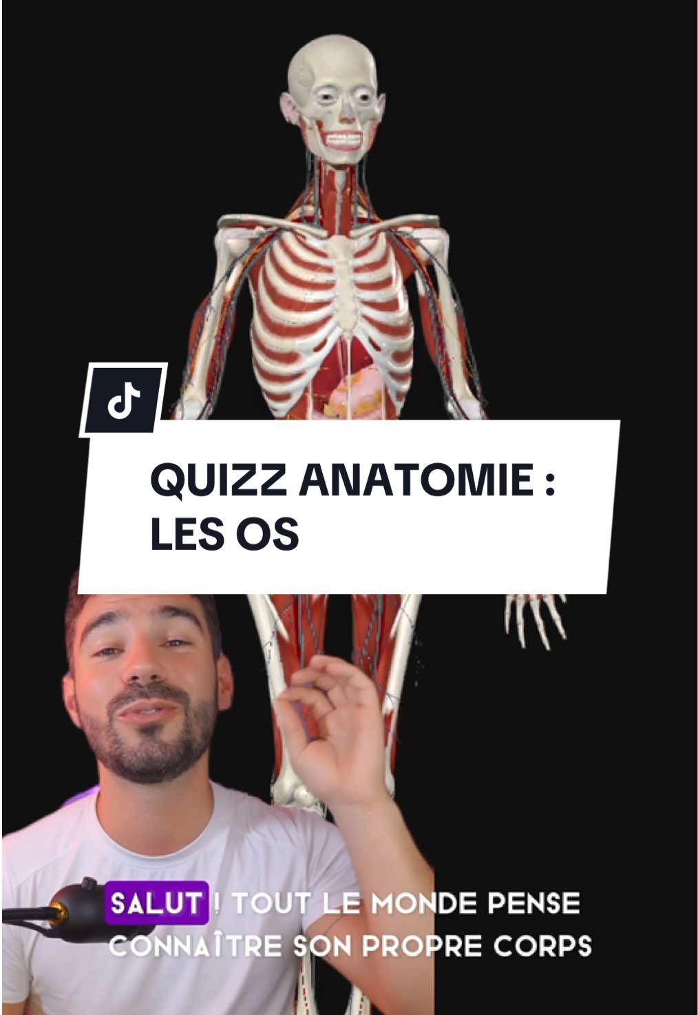 Alors, tu connais ton corps ? On vérifie ça dans un Quizz rapide 👀🦴 • 5 os, à vous de jouer ⁉️🍀 • C’est quoi ton score ? N’hésites pas à le partager en commentaires ⚡️ • #anatomie #medecine #corpshumain #santé #science     