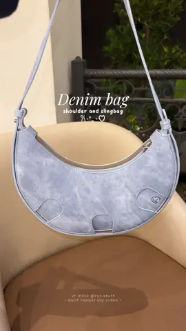 Aslinya cakeepp bangett! 🩵✨ #taswanita #agefreebag #agathabag #tasselempangwanita #slingbagwanita #shoulderbagwanita #denimbag 