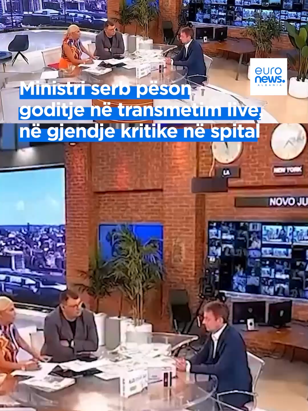 Ministri serb pëson goditje në transmetim live, në gjendje kritike në spital Ministri serb për Investimet Publike, Darko Glisiç, ka pësuar një goditje të rëndë cerebrale gjatë një paraqitjeje televizive live në televizionin “Pink”, të hënën më 5 gusht. Gjatë bisedës në studio, ministri filloi të fliste në mënyrë të çrregullt, pa mundur të formulojë fjali të plota, ndërsa shfaqte dridhje dhe shenja të dukshme shqetësimi fizik. Transmetimi u ndërpre menjëherë, ndërsa Glisiç u transportua me urgjencë në Qendrën Emergjente të Beogradit, ku mjekët konfirmuan se kishte pësuar një goditje të rëndë në tru. Sipas ministrit të Shëndetësisë, Zlatibor Lončar, ai mbërriti në spital rreth 20 minuta pas incidentit, pa ndjenja dhe gjendje kritike për jetën. “Gjendja e tij është shumë serioze. Po bëjmë gjithçka për ta mbajtur në jetë,” thanë burime mjekësore për mediat serbe. Presidenti Aleksandar Vuçiç i njohur për lidhjen e tij të ngushtë me Glišićin, reagoi menjëherë duke publikuar në rrjetet sociale një mesazh të shkurtër: “Darko, duro! Mos u dorëzo.” Darko Glisiç konsiderohet si një nga figurat më të afërta me presidentin Vuçiç dhe një nga drejtuesit kryesorë të Partisë Progresive Serbe (SNS).#fyp #fyy #viral #viralvideos #euronewsalbania