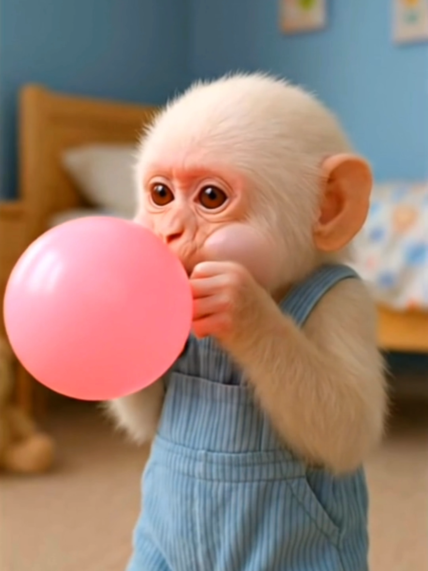 Anak Monyet tiup Balon #anakmonyetlucu #babymongkey #funny #monyetlucu #monkey #fyp 