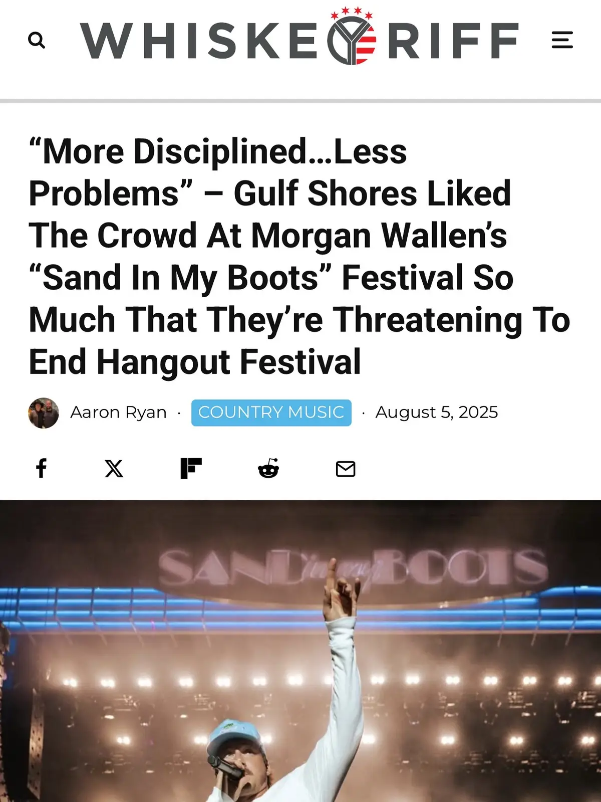 Sounds like Morgan’s festival set the standard. // More at whiskeyriff.com #whiskeyriff #morganwallen #sandinmyboots #gulfshores 
