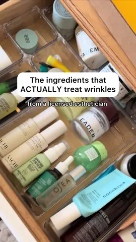 Let’s talk treating (and preventing) wrinkles 👀  If you really want to see results, you have to use a clinically-backed active like retinoids or alpha hydroxy acids (AHAs).  These have been clinically-proven to stimulate collagen production, which helps to firm skin and smooth skin texture + fine lines over time. Peptides are more of a complement to AHAs/retinoids. They’re great for plumping up the skin, but I don’t think they’re enough long term when used on their own for treating signs of aging. A reminder that our skin will age no matter what we do, but treating it + applying daily SPF can help with prevention 💗 Do you use these in your skincare routine? @Murad Skincare @cocokind @Glow Recipe @EADEM  #antiaging #antiagingskincare #skincareroutine #skincareingredients #retinol #retinoids #ahas #skincaretips 