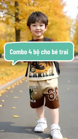 Combo 4 bộ cho bé trai vải mềm,mát, bé mặc đi học ,đi chơi đều đẹp #dobochobe #bochobetrai #bochobe #thaoanhkids #sansale 