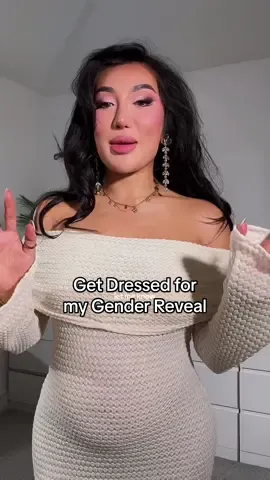 Replying to @Brina's Kitchen Get dressed with me for my gender reveal party! Watch the full Gender Reveal on Youtube! 🥳 @prettylittlething @Kopari Beauty @amika  #genderreveal #pregnantoutfit #babyshower #genderrevealoutfit