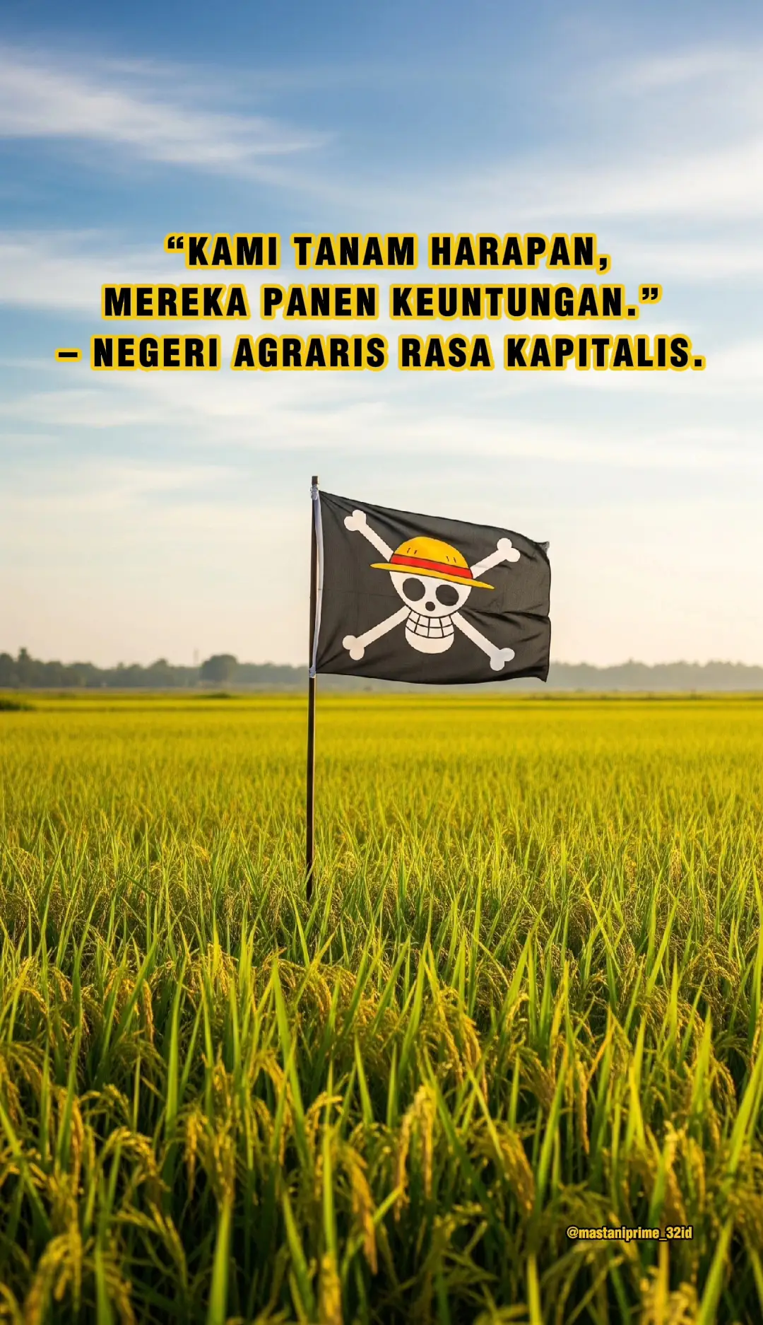 Di atas tanah kami yang retak oleh panas, kami tetap menanam dengan tangan penuh keyakinan. Bukan untuk kaya, tapi agar dapur rakyat tetap mengepul. Kami tak punya kursi empuk di gedung rapat, tapi kami punya lumpur di kaki dan cucuran keringat yang nyata. Kami yang berjaga saat hama menyerang, kami yang berdoa saat langit tak menurunkan hujan. Tapi saat hasil melimpah, harga dibuat jatuh, panggung diberikan pada mereka yang hanya tahu angka. Negeri ini katanya agraris, tapi sistemnya lebih mencintai yang datang dari luar negeri. Yang berkuasa di balik meja, yang berjuang dikubur oleh data. Kami tidak anti kemajuan, kami hanya ingin keadilan. Karena kami tanam harapan, bukan untuk dirampas oleh mereka yang hanya tahu hitung-hitungan. #PetaniMuda #MotivasiPetani #malaka #petaniindonesia🇮🇩🇮🇩🇮🇩🌿🌿 