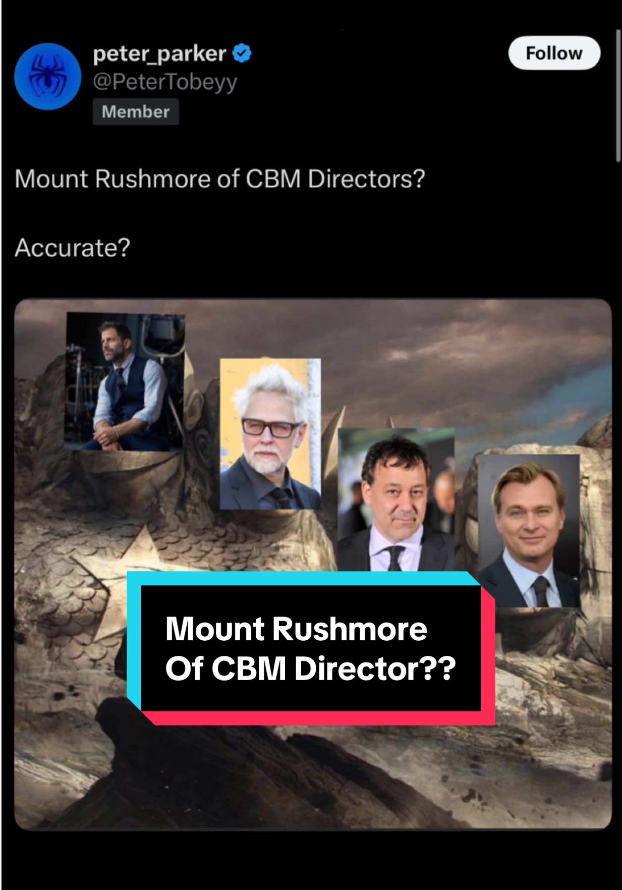 Mount Rushmore Of CBM Directors?? #mountrushmore #therussobrothers #jamesgunn #christophernolan #zacksnyder #romansempire #samraimi 