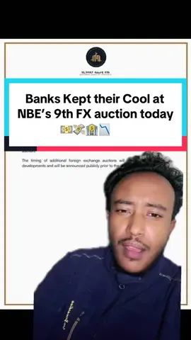 05/08/2025 Banks Kept their Cool at the NBE FX Auction 💵💸🏦📉  150 Million USD has been allocated to 28 banks at the auction, which increases the supply of foreign exchange, particularly USD, in the official market, reducing demand in the black market. In addition, The weighted average rate that banks offered at the auction was 138.2555 birr/usd, which is only going to lead to a small depreciation when it comes into effect the following weeks. #ethiopia #fyp #forex #investment #thoughts  @Girum X  @Girum X  @Girum X 