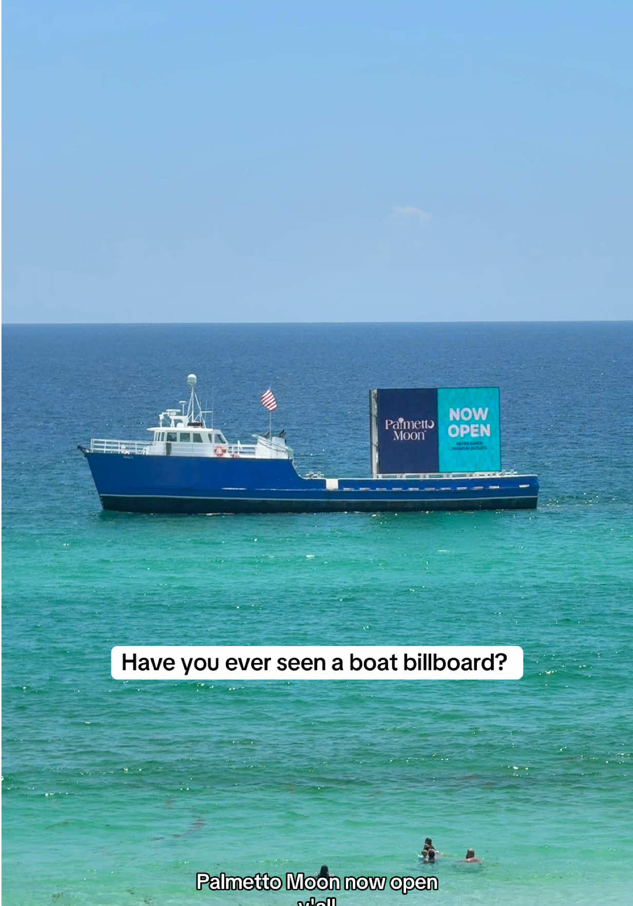 We can’t escape advertising, even at the beach ☀️ have you ever seen a billboard on a boat? #floridalife #beachday #destinflorida #30a #30aflorida 