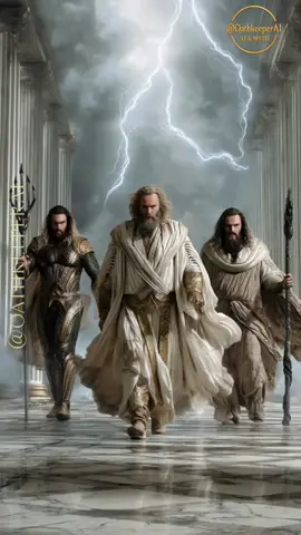 The Olympus Brothers Reunited: Zeus, Poseidon, and Hades Walk as One!✨👑🔱🔥⚡ #Zeus #greekmythology #mythologytiktok #aiart #darkfantasy #livewallpaper    #fantasyart 