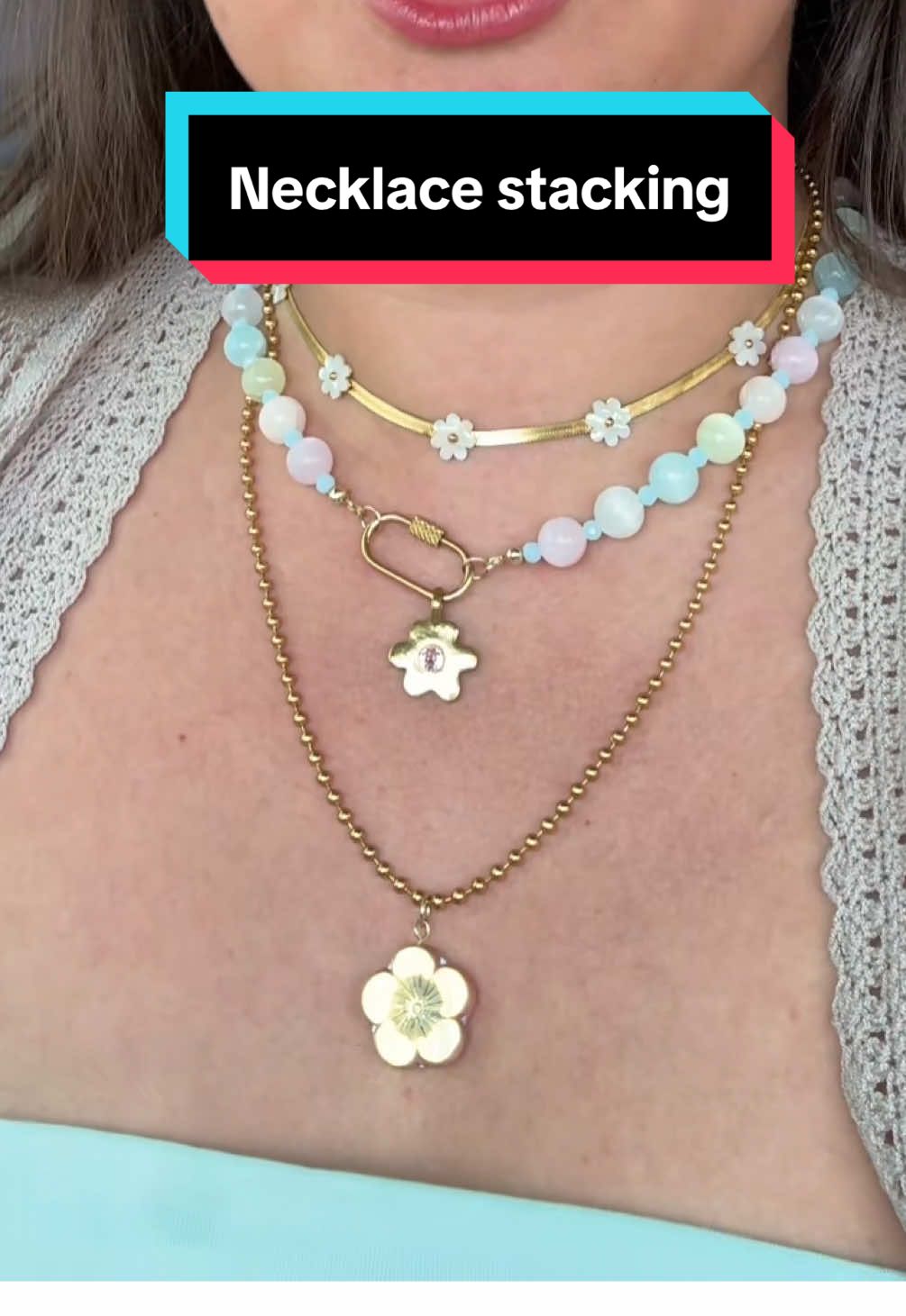 The perfect addition to your stack!! #necklacestack #pmc #herringbone #beadedjewelry #jewelrystack 