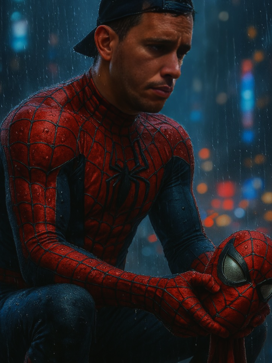 🕷️📸 Abra o ChatGPT Envie sua foto Copie e cole o prompt abaixo: Prompt: Retrato cinematográfico realista de um jovem vestido como o Homem-Aranha, sentado na borda de um arranha-céu sob a chuva, segurando sua máscara em uma mão, com expressão pensativa e emocional. Use boné preto virado para trás e barba molhada pela chuva. Luzes da cidade e tráfego ao fundo em efeito bokeh. Estética de Times Square à noite, atmosfera melancólica, iluminação dramática, texturas realistas no traje, gotas de chuva na pele e nas superfícies, ultra detalhado, 8K, profundidade de campo, proporção 9:16. #homemaranha #ia #chatgpt #desafioprompter #cinematográfico #spidermanvibes #realismoIA #geradoIA 