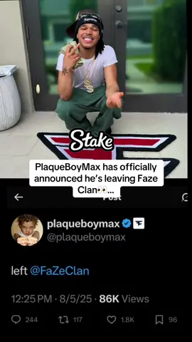 PlaqueBoyMax has officially announced he’s leaving Faze Clan👀… #plaqueboymax #fazeclan #5star 