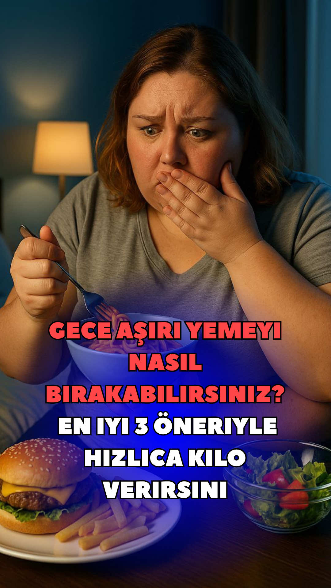 Gece aşırı yemeyi nasıl bırakırsınız? İşte üç etkili öneriyle hızlıca kilo verirsiniz.       Birinci — cesaret gösterin ve sadece on beş dakika bekleyin. Ani açlık duygusu en fazla çeyrek saat sürer. Dikkatinizi dağıtın, yürüyüş yapın, ellerinizi meşgul edecek bir şeyle uğraşın ve nasıl açlığın kaybolduğuna şaşıracaksınız.  İkinci öneri — evde sıcak aydınlatma kullanın. Ofis ya da mağaza gibi soğuk ve parlak ışıklar açlık hissini tetikler. Ama yumuşak ve sıcak ışık, beyninize artık dinlenme vakti olduğunu söyler ve iştah kendiliğinden azalır.  Üçüncü öneri — akşamları biraz tuzlu tat ekleyin. Küçük bir porsiyon, örneğin turşu ya da biraz beyaz peynir, açlık hissini hızla bastırır çünkü tuzlu tatlar açlıkla ilgili reseptörleri kapatır. Yatmadan önce yeme isteğiyle nasıl başa çıktığınızı yorumlara yazın.