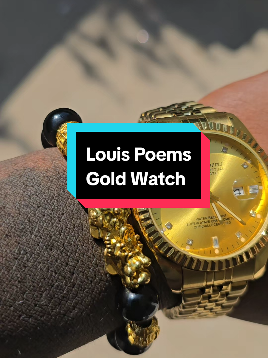 Louis Poems Gold Watch #goldwatch #watch #menswatch #louispoems #goldplatedjewelry 