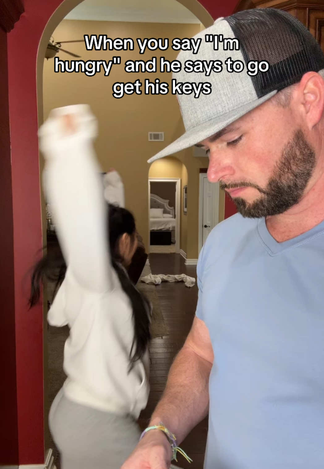 I’m okay 🤣🤭  Sorry we haven’t been posting the last few days. This sickness had me down. So thankful to be feeling better and getting back into routine. We’ve missed y’all! 🫶🏼🥰 #couple #couplegoals #couplecomedy #marriage #funny #fyp 