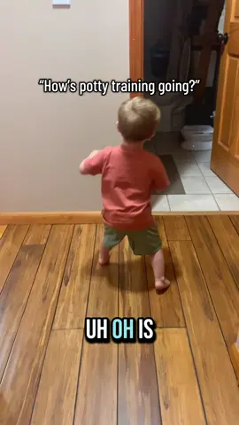 The way he walks to the bathroom when he pees his pants kills me #pottytrain #toddlersoftiktok #momlife #toddler 