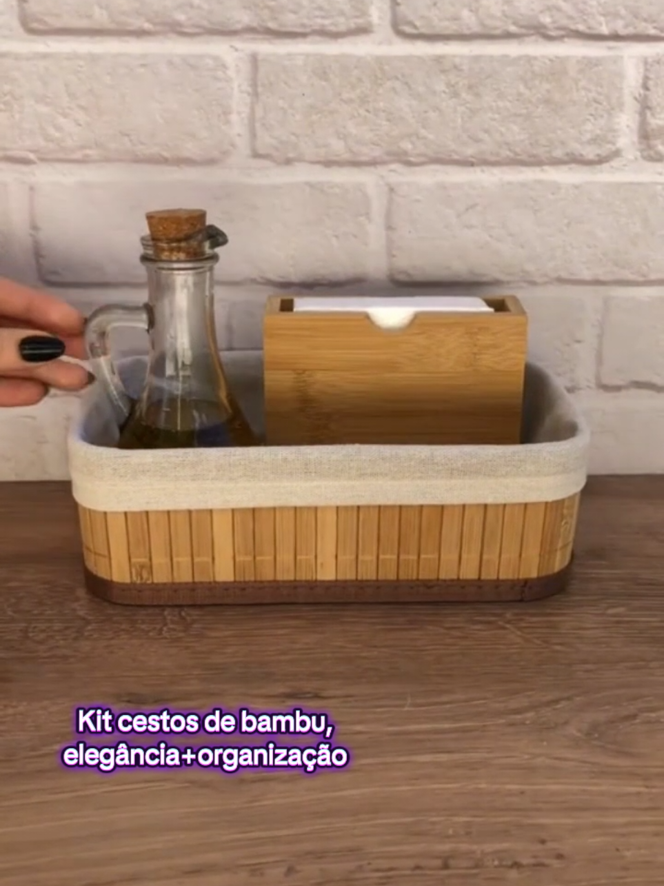 kit 3 cestos feitos com bambu e com forro super práticos e lindos😍#cestodebambu #cestosorganizadores #cestosmultiuso #tiktokshop 