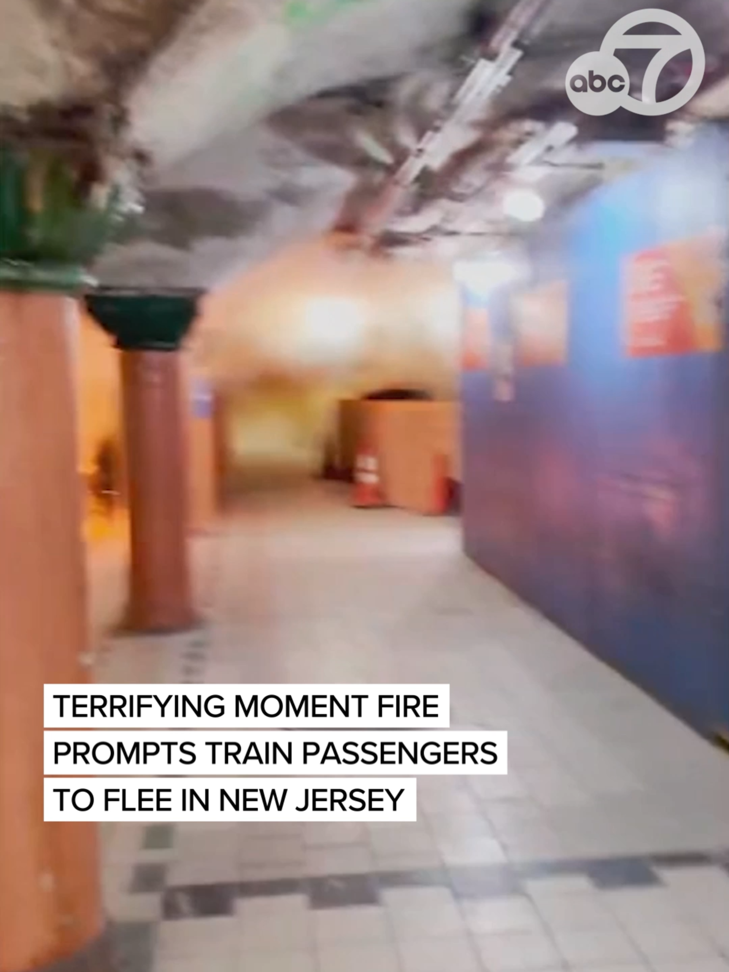 Flames sent passengers on a New Jersey commuter train fleeing on Monday morning. The fire filled at least one car with smoke, sending several passengers to the hospital for inhalation after they were evacuated, authorities said. #newjersey #train #commute #fire #emergency #abc7news