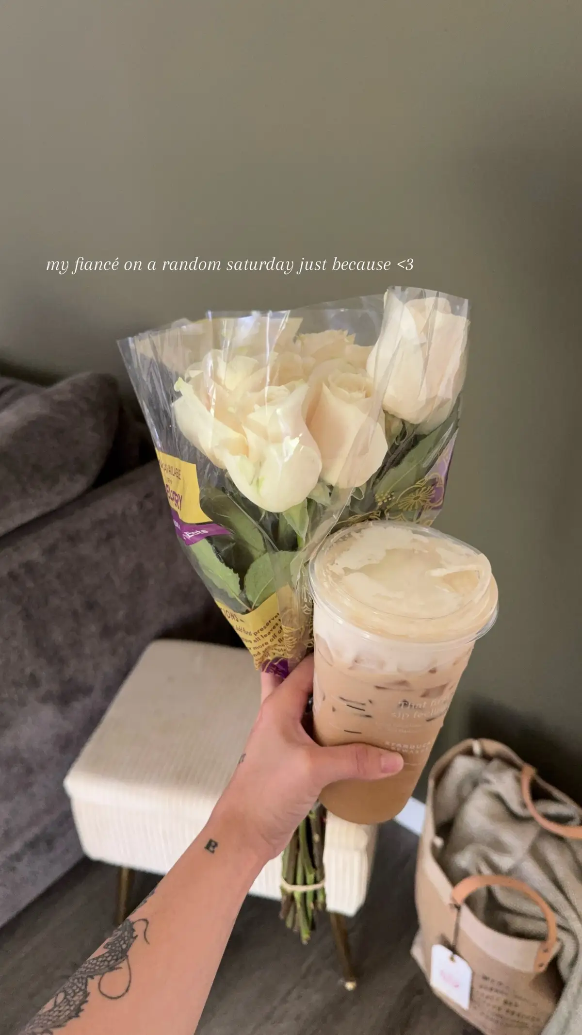 when he doesn't stop putting in effort just because he already has you >> 🤍 #couple #fiance #engaged #effort #flowers 