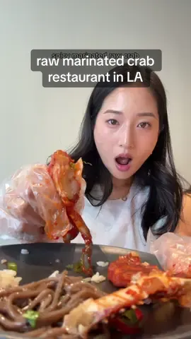 first time eating raw marinated crab at a restaurant and i am impressed!!!! (MIL's is still better but maybe i'm biased 🤭) #rawmarinatedcrab #koreatown #ktown #koreanfood #Vlog 