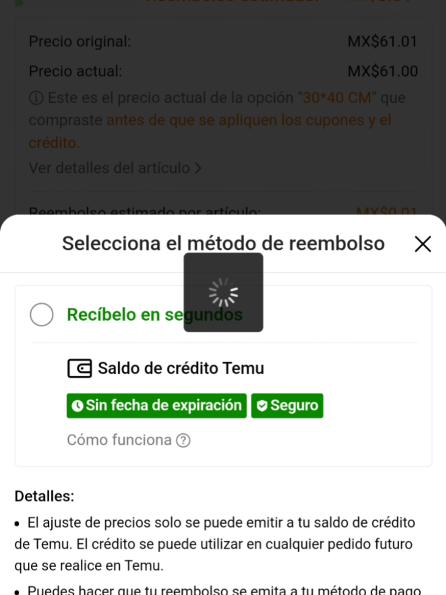 Recibe un reembolso en tu cartera Temu. #temumexico #reembolso #carteratemu #cosasinnecesarias #fyp #compradorascompulsivas 